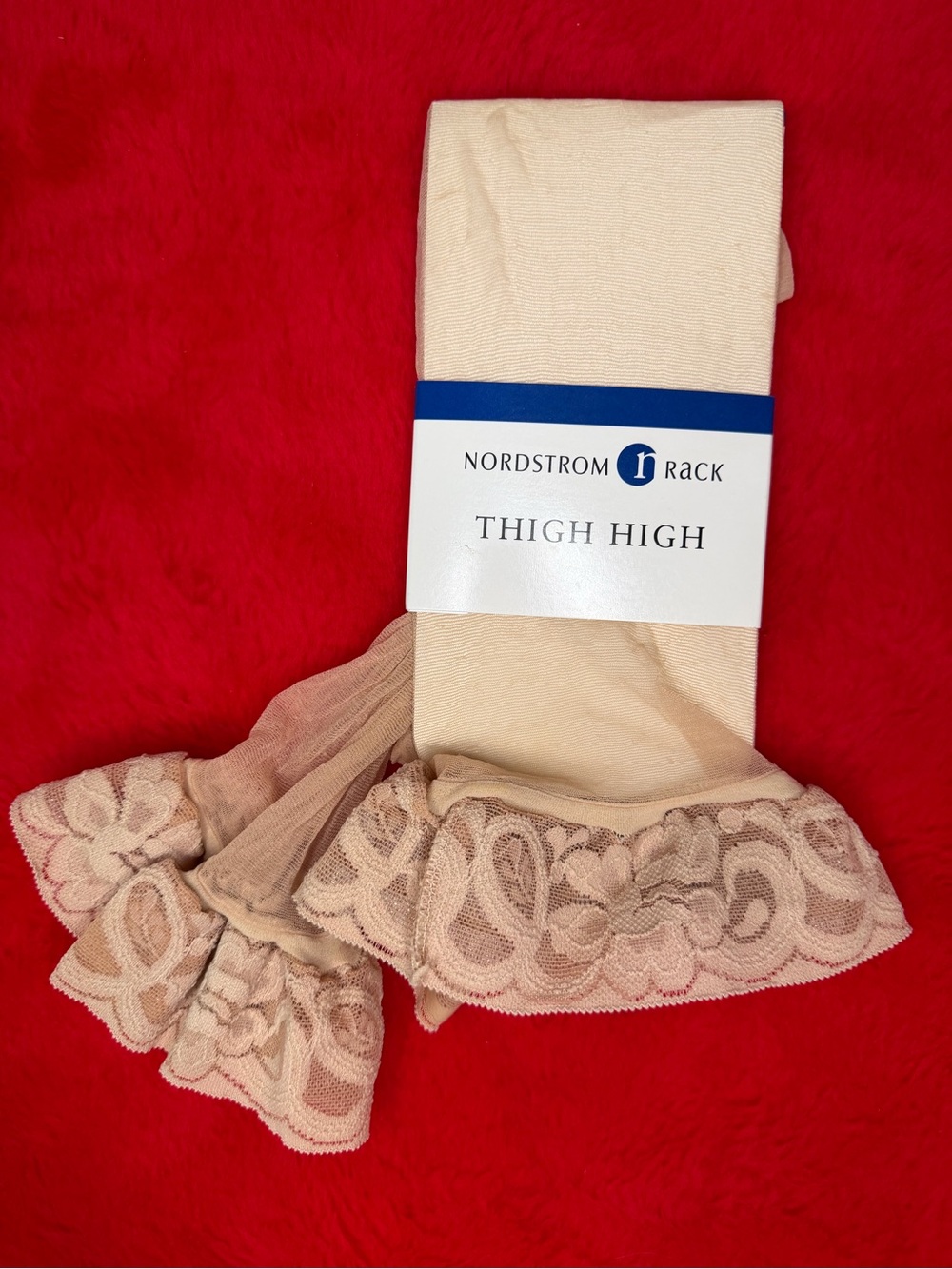 Vintage Y2K Nordstrom Rack Lace Thigh High Stockings Nude C/D NOS Deadstock